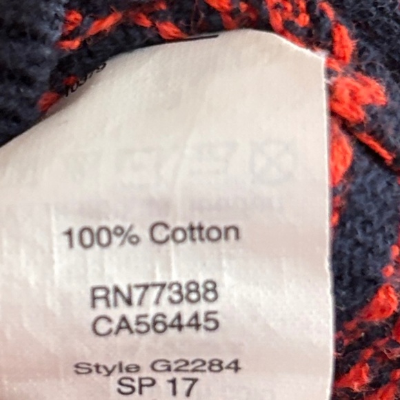 $19❄️ J. Crew Navy & Orange Light Weight Cotton 3/4 Sleeve Crewneck Sweater - Picture 15 of 15